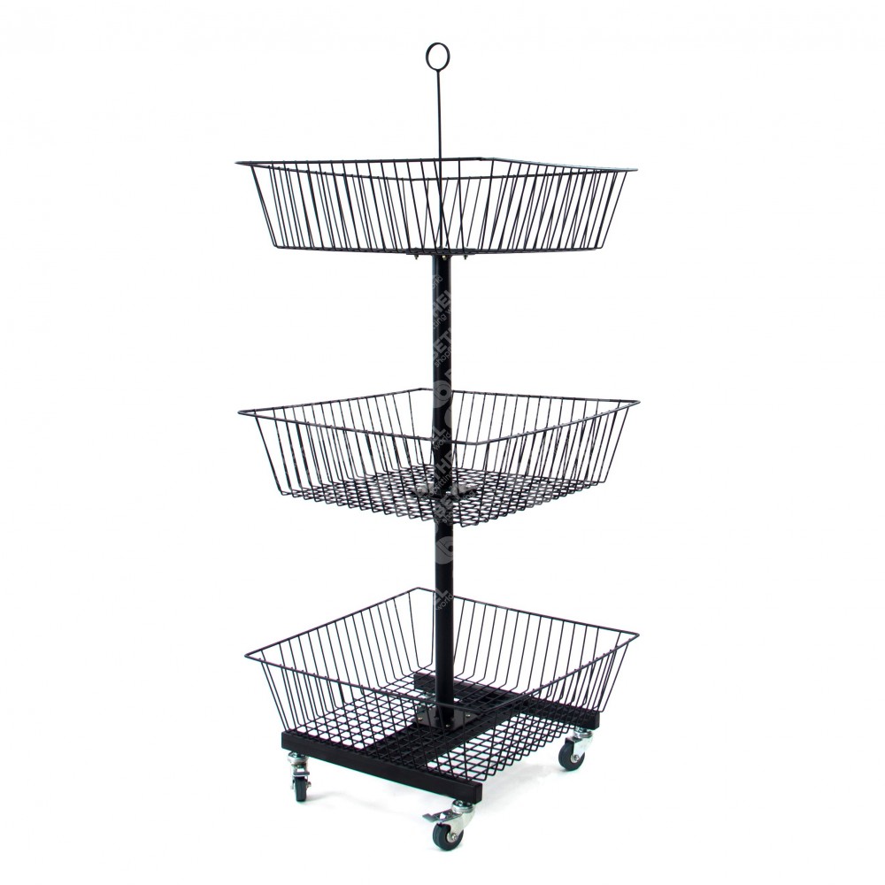 Floor Display Stand with 3 Wire Basket Black ( SG-C10 )