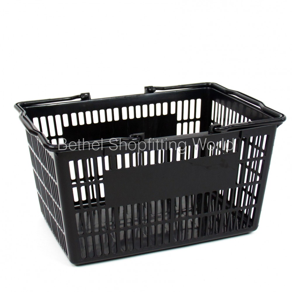 Pack of 5 Plastic Shopping Baskets Black 